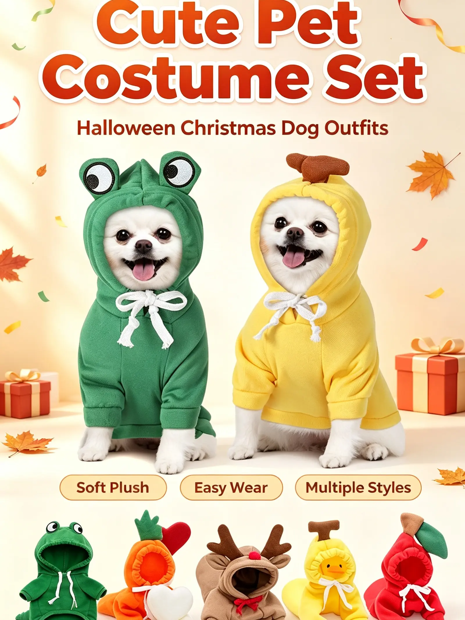 Soft Fleece Pet Winter Jacket - Cute Fruit Design, Lightweight Warm Coat for Small Dogs (French Bulldog, Chihuahua Puppies) & Cats, XS-XL Sizes
