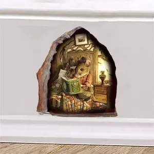 Cute Mouse Hole Design Wall Sticker, 1 Count Creative Decorative Decal, Adhesive Decals, Wall Art Paster for Home Bedroom Decoration, Waterproof Durable Sticker