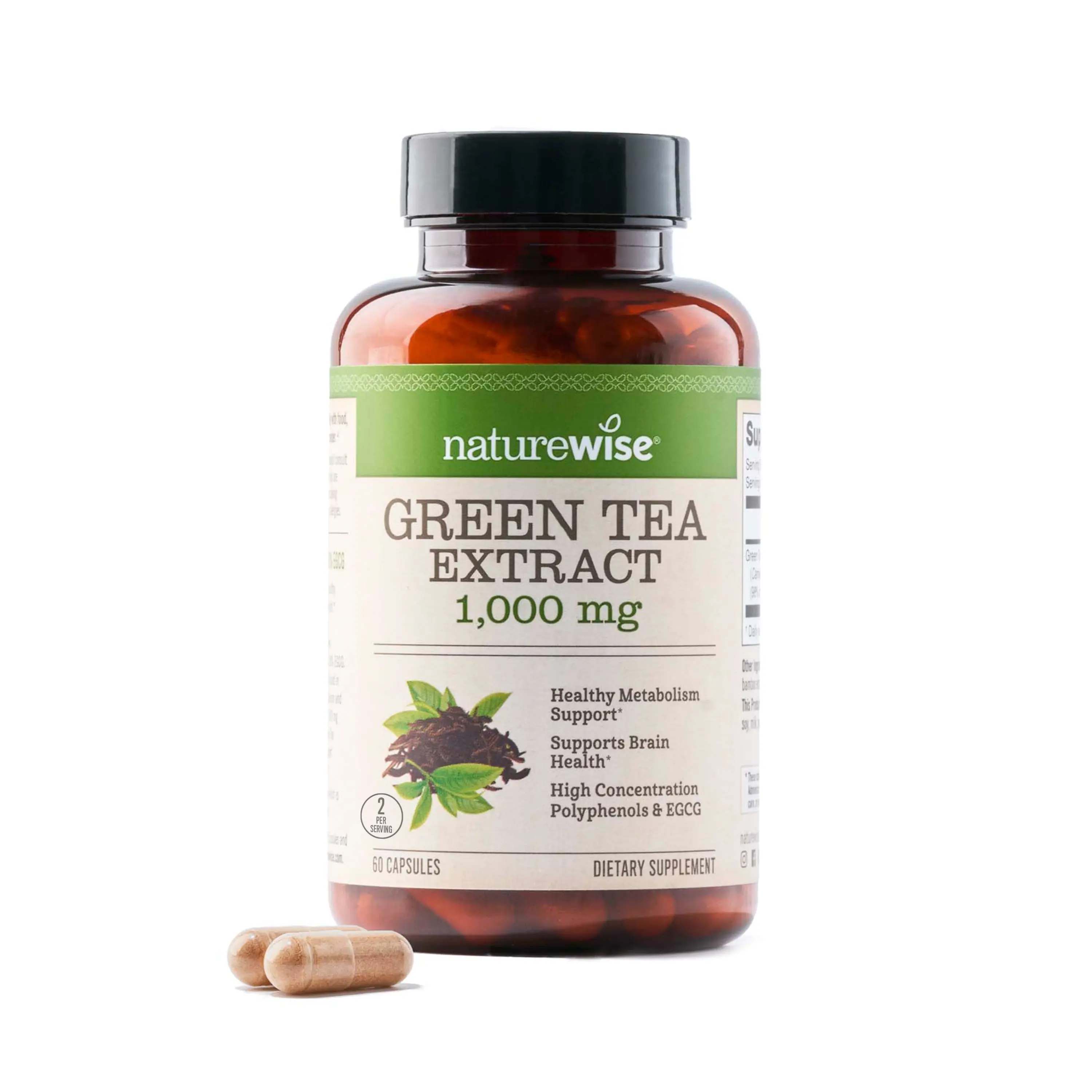 NatureWise Green Tea Extract Capsules - 1000 mg, 50% EGCG, 98% Polyphenols, Extra Strength, Antioxidant Support for Heart Health & Energy, Vegan, Non-GMO, USA Manufactured