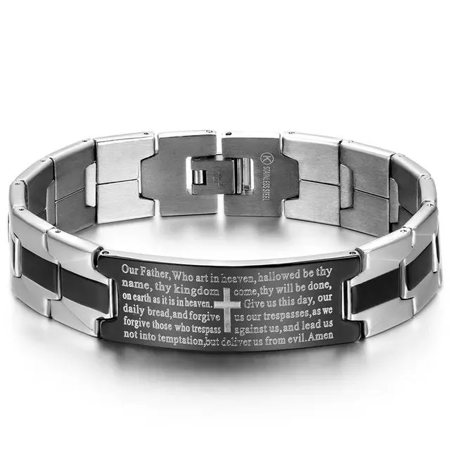 Lord's Prayer Bracelet Stainless Steel Wrist Classic Engraving