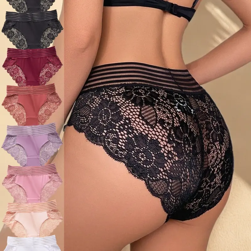 DORSU 6pcs\7pcs\8pcs\10pcs Women's High Waist Sexy Lace Panties Briefs Soft Women's Lace Lingerie