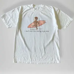 Vintage Style 90s Surfer Curious George T-Shirt, Graphic Unisex T-Shirt, for Men and Women