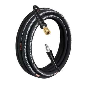 3/8 Rubber Pressure Washer Hose 25Ft, Ufixed Power Washer Hose Hot water Pressure Washer Hose High Pressure Hose 4000 PSI Non Marking Rubber Jacket Brass Fittings
