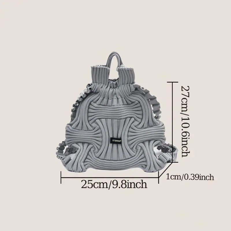 CC491873 Stylish Solid Color Knit Tote Bag in Korean Style - Compressible Fabric Handbag, Shoulder Bag, or Backpack for Everyday Use