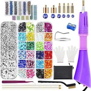 Hotfix Applicator & Bedazzler Kit | 5784 Rhinestones with 7 Applicator Tips, 6 Templates, Gloves, Tweezers & Brush for DIY Crafts tiktokshopspringglowup