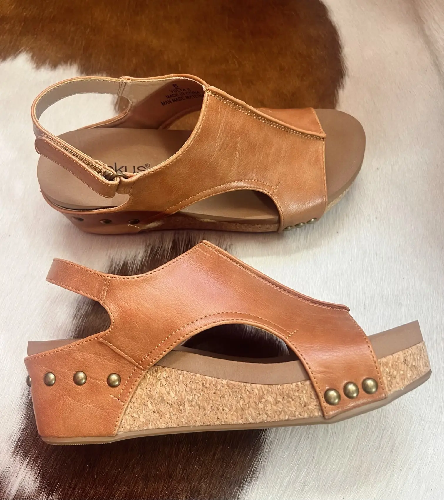 Corkys Cognac Volta II Wedges Footwear Girl Women Walking Shoes Comfort Fashion High Heels Stylish