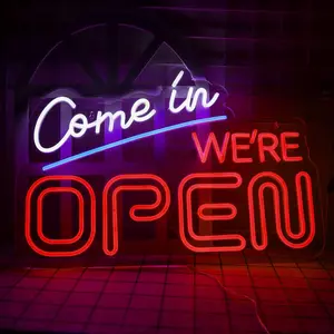 Open Neon Sign LED Wall Decor, Adjustable USB Powered Light, Store Decoration for Coffee Shop, Bar, Hotel, Restaurant, Party Gift