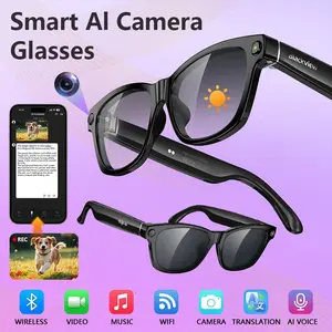 BV100 AI Smart Glasses HD Camera Bluetooth Wireless Wearable Video Recording Real-Time Translation 160+Languages for Travel Outdoor Adventures