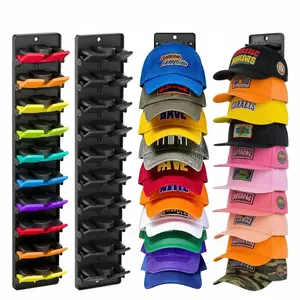Hat Organizer for Baseball Caps 2 Packs with Built-in Spring Clips Wall Mount Closet Hat Rack Holder Adjustable Storage for Door Closet Display Hat Racks Hanger Strong Adhesive Screws