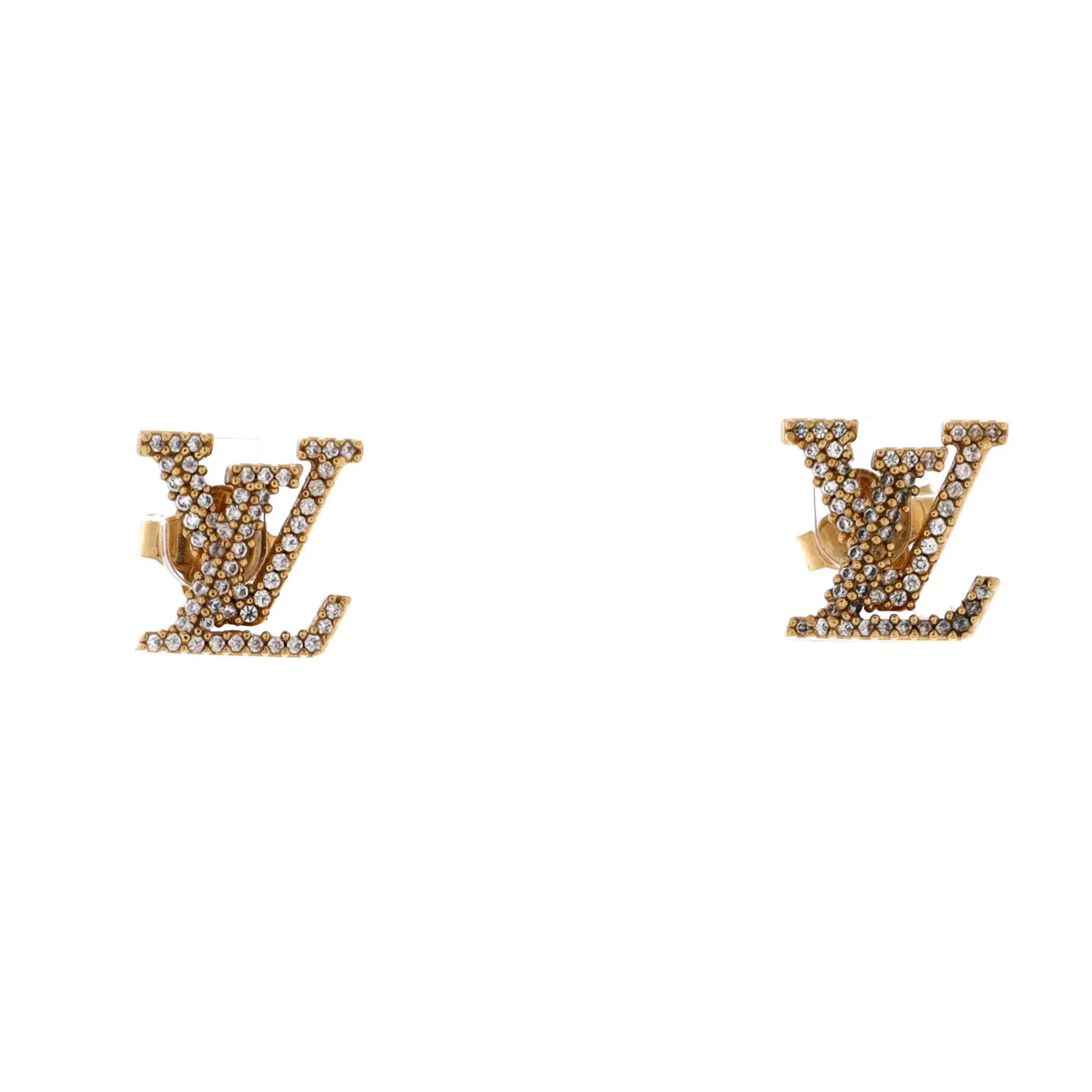 Pre-owned Louis Vuitton LV Iconic Stud Earrings Metal with Crystals by Rebag