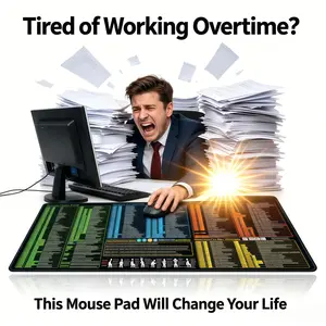 Office Shortcut Keys Mouse Pad for PC Mac Excel Word | Large Extended Non‑Slip Computer Desk Mat Gaming Home Office Accessories Ideal Gift For Spreadsheet & Office Workers # extended mouse pad  # comfortable mouse pad