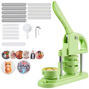 VEVOR Button Maker Machine, 2.28 in, Plastic Pin Maker with 100pcs Button Parts, Circle Cutter and Hex Wrenches, Reinforced Ergonomic Handle, for DIY Badges, Personalized Pins and Key Chains, Green