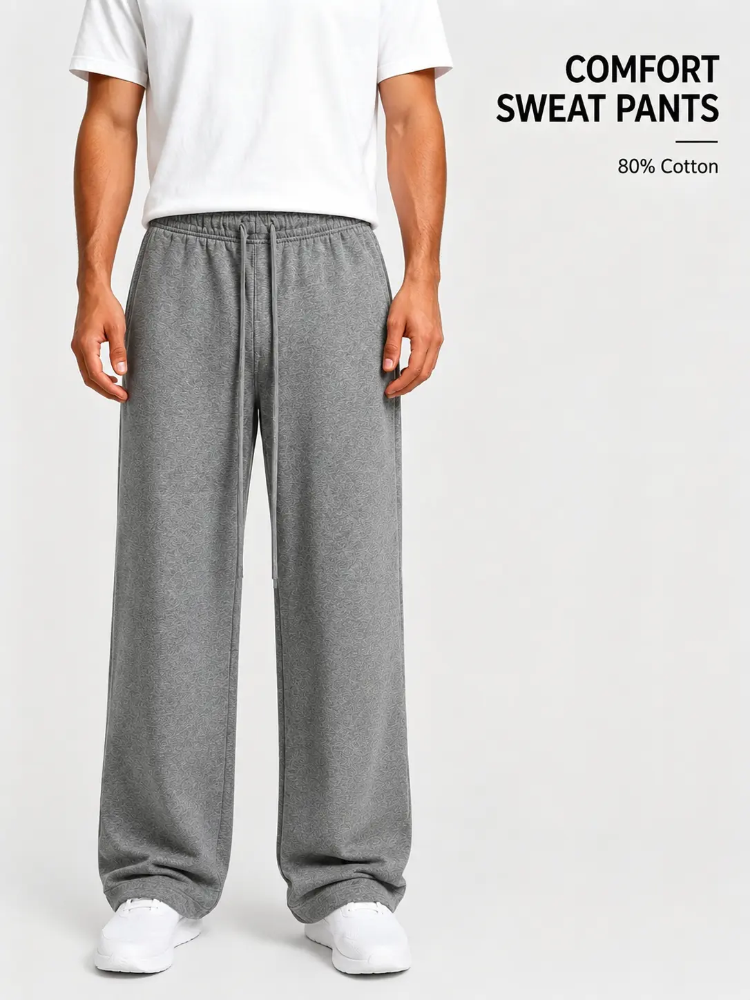 Men's Uncuffed Legs Baggy Sweatpants - Dark Gray, Oversized Fit, Elastic Drawstring Waist, Leisure Unisex Athletic Casual Pants, Casual Sportswear Pants for Daily Wear & Leisure Activities, Men's Baggy Sweatpants