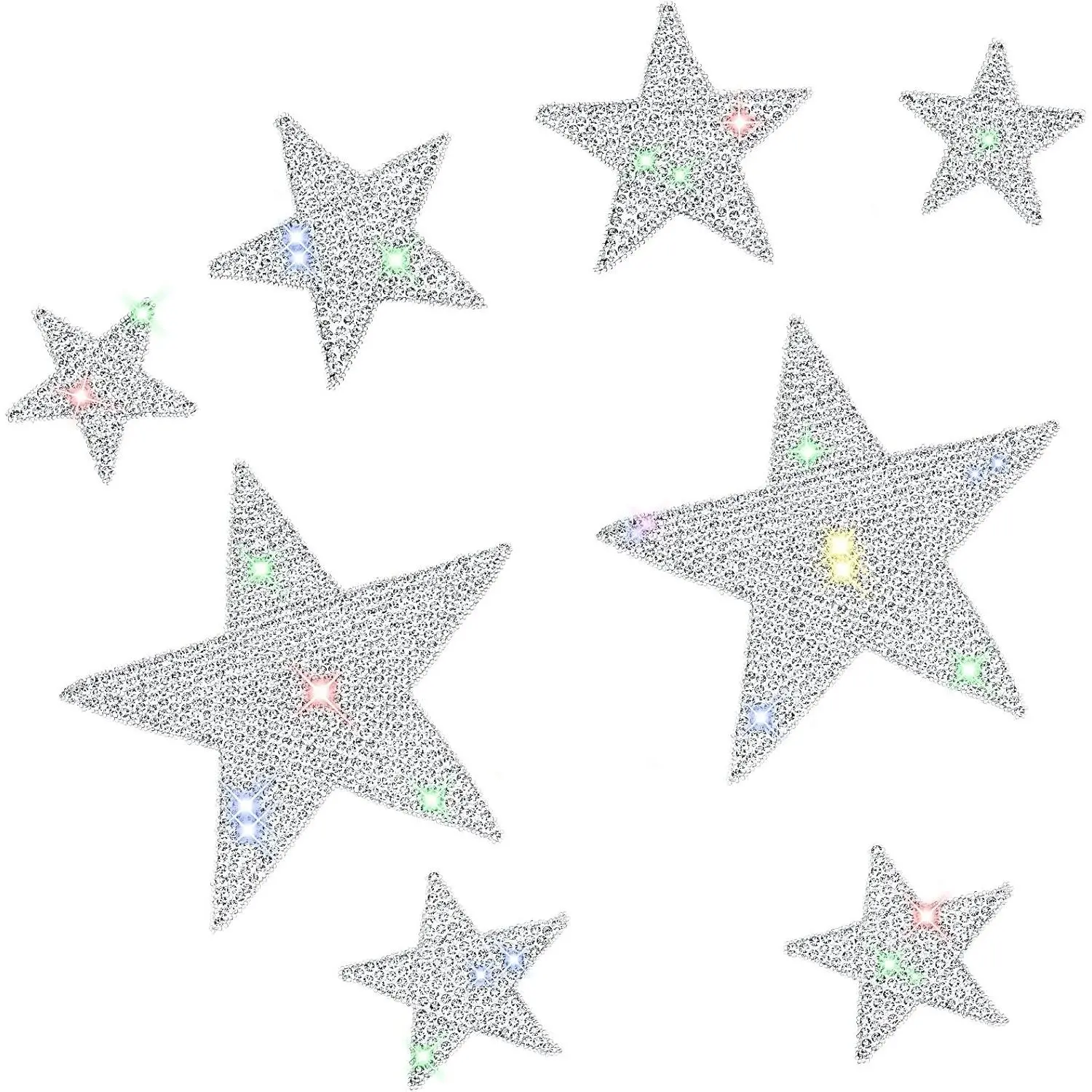 8 Pieces Rhinestone Star Stickers Bling Car Decals Crystal Self Adhesive Diamond Car Stickers Glitter Auto Emblem Decals Stickers Decoration for Cars Bumper Window Laptops Luggage