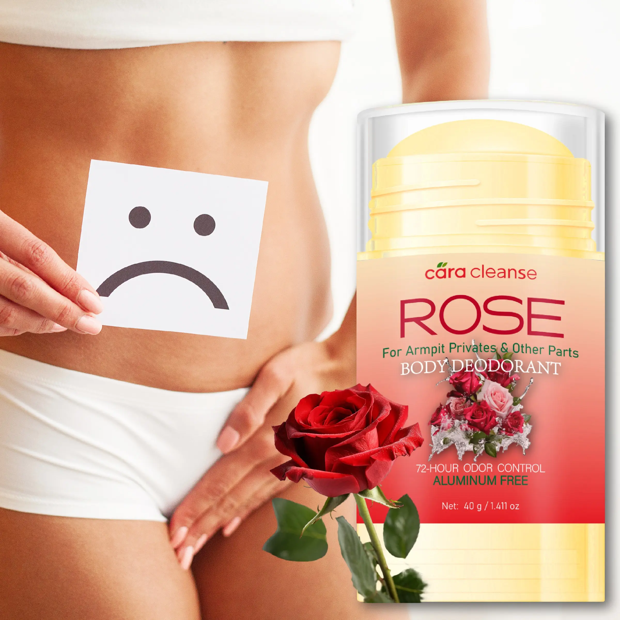 40g Rose Stick All Body Deodorant Body Odor Remover with Rose Extract and Coconut Oil, Deep Nourishing, Hydrating, Long-Lasting Freshness, Best Body Care Choice, Odor Removal Expert
