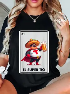100% Cotton Unisex Mexican Uncle Drinking Lover Tio El Tio Mexican Bingo Card T-Shirt