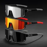 XUH Unisex 3-Pack Retro Sport Sunglasses - Sturdy Lightweight Wear-Resistant PC Frame, UV400 Sun Protection, True Color View Active Outdoor Eyewear, Bike Accessories, Road Cycling Gear, Men's Accessories, Men's Gifts,sohochic