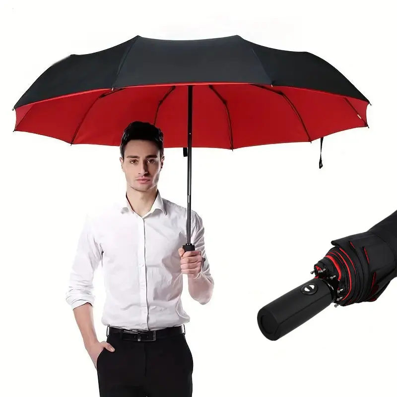 Folding Auto-Close Umbrella - Extra Large Heavy Duty, Thickened, Reinforced Windproof, Anti-UV/UVB Car Sun Protection Umbrella for Sunny and Rainy Days, Folding Umbrella