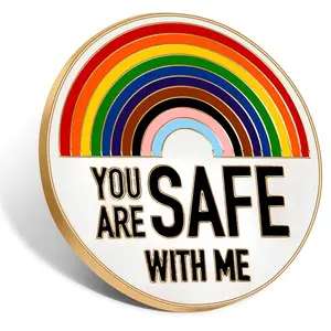 LGBTQ Gay Pride Rainbow Flag Enamel Pin,You're Safe With Me, Brooch, Lapel Pin For Dresses, Suits, Bags, Backpacks, Hats, Jeans, Badges Jewelry Decorations