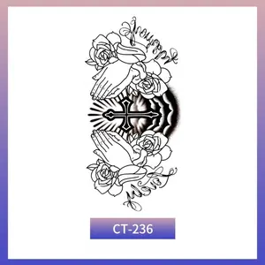 Waterproof temporary tattoo stickers, flowers, big prayers, hands, crosses, honest and cute letters, neck tattoos, fake tattoos suitable for both women and men