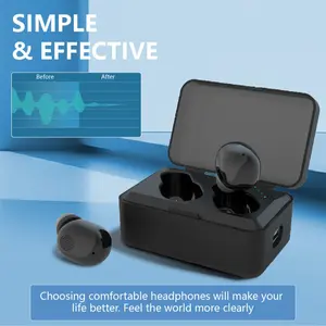 Invisible miniature personal sound-enhancing earphones, with a fashionable appearance. The headphones come with a charging storage case. They are lightweight and comfortable, suitable for daily use by the elderly and adults.