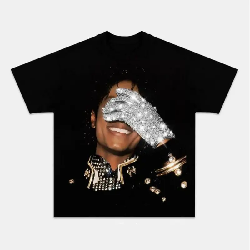 Glove Graphic Tee, Music King Of Pop T-Shirt, A Perfect Gift For Fans Men'S T-Shirt, Made Of Pure Cotton, Breathable And Comfortable. Birthday Gift, Holiday Gift, Summer, Outdoor Movie-Watching & Music Festivals: Mother'S Day Essentials