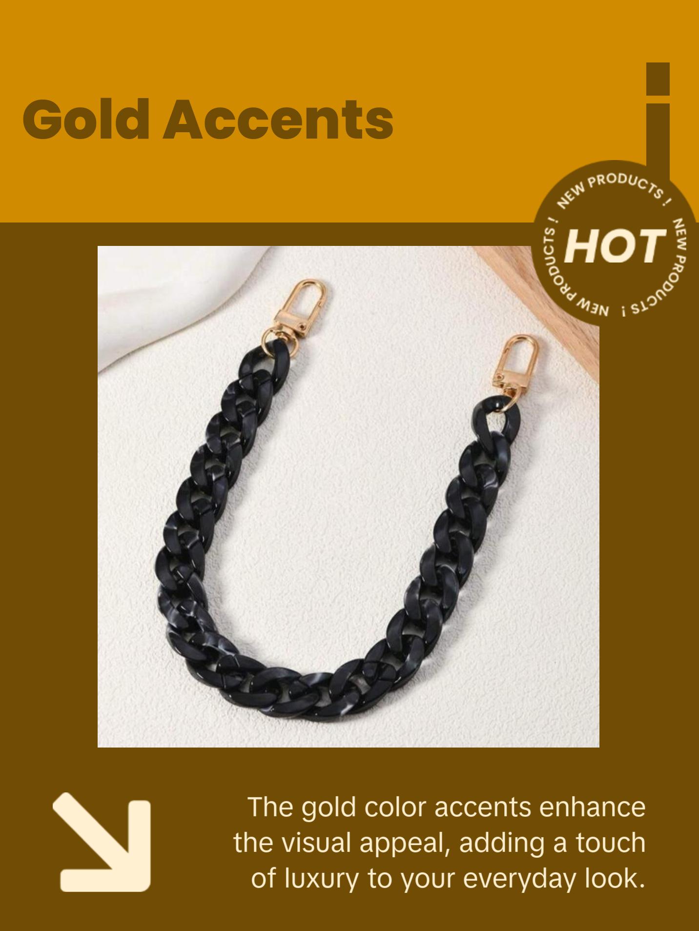 Tortoise Shell Acrylic Purse Chain Purse Charm - Elegant Design with Gold Clasp and Unique Shell Pattern