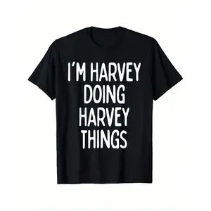 Funny "I'm Harvey Doing Harvey Things" T-Shirt - Oversized Unisex 100% Cotton Tee with Harvey Name Print, S-XXXL Sizes for Men & Women, Soft Breathable Casual & Party Wear, Gift for Harvey Fans, Birthdays, TV Show Inspired Apparel