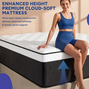 Indoor Hybrid Mattress - 12/14 in Sizes (Twin, Full, Queen, King) - Individually Wrapped Pocket Springs,   memory  Mattress in a Box   sleep position boxed