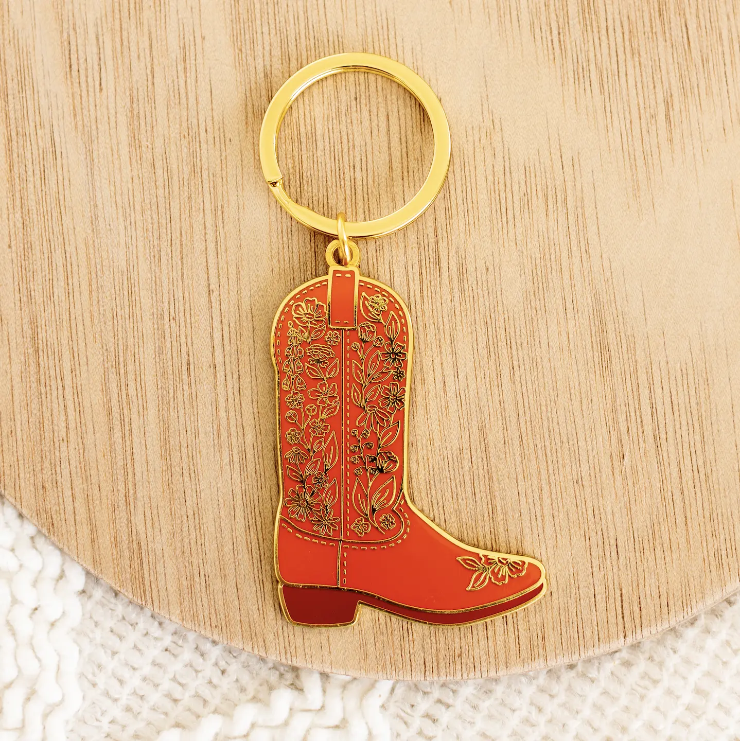 Metal Keychain | Cowboy Boot | Enamel | Gold Hardware