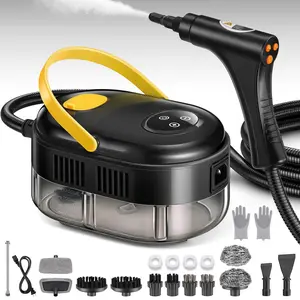 Steam Cleaner with 6 Level Adjustable, Handle Handheld Steam Cleaner, 1500w Pressurized Steamer For Cleaning, 10s Heat-Up Clean Dirt, Grease, Grout, Tile Bed Bugs Floor Couch & Car, Black