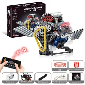 V8 Electric Engine Building Blocks Set, Programmable Phone Remote Control, Mechanical Assembly Model, Desktop Decoration, Perfect Gift