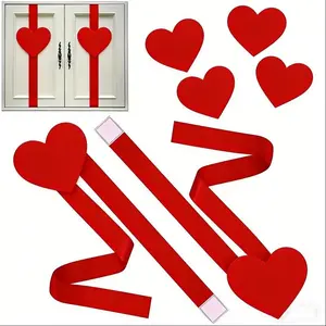 Holiday Valentine's Day Cabinet Door Fringe Lime Red Large Bow Wreath 79 x 2.4 Inches Polyester Fiber No Batteries Needed Festive Home Decoration