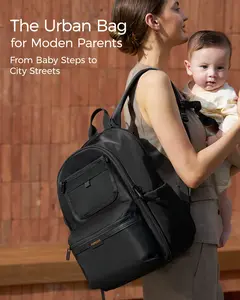 Momcozy Urban Diaper Bag Backpack - Stylish, Durable & Waterproof Baby Bag with Multi-Pockets, Laptop Compartment, Changing Pad & Stroller Straps, Travel Baby Essentials for Moms,Dads,Work, Maternity