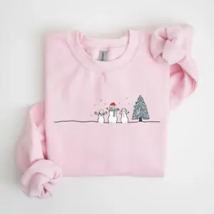 Pullover Sweatshirt Casual Christmas Tree Print Soft Long Sleeve Round Neck Sweatshirt, Comfortable Daily Wear Breathable Unisex