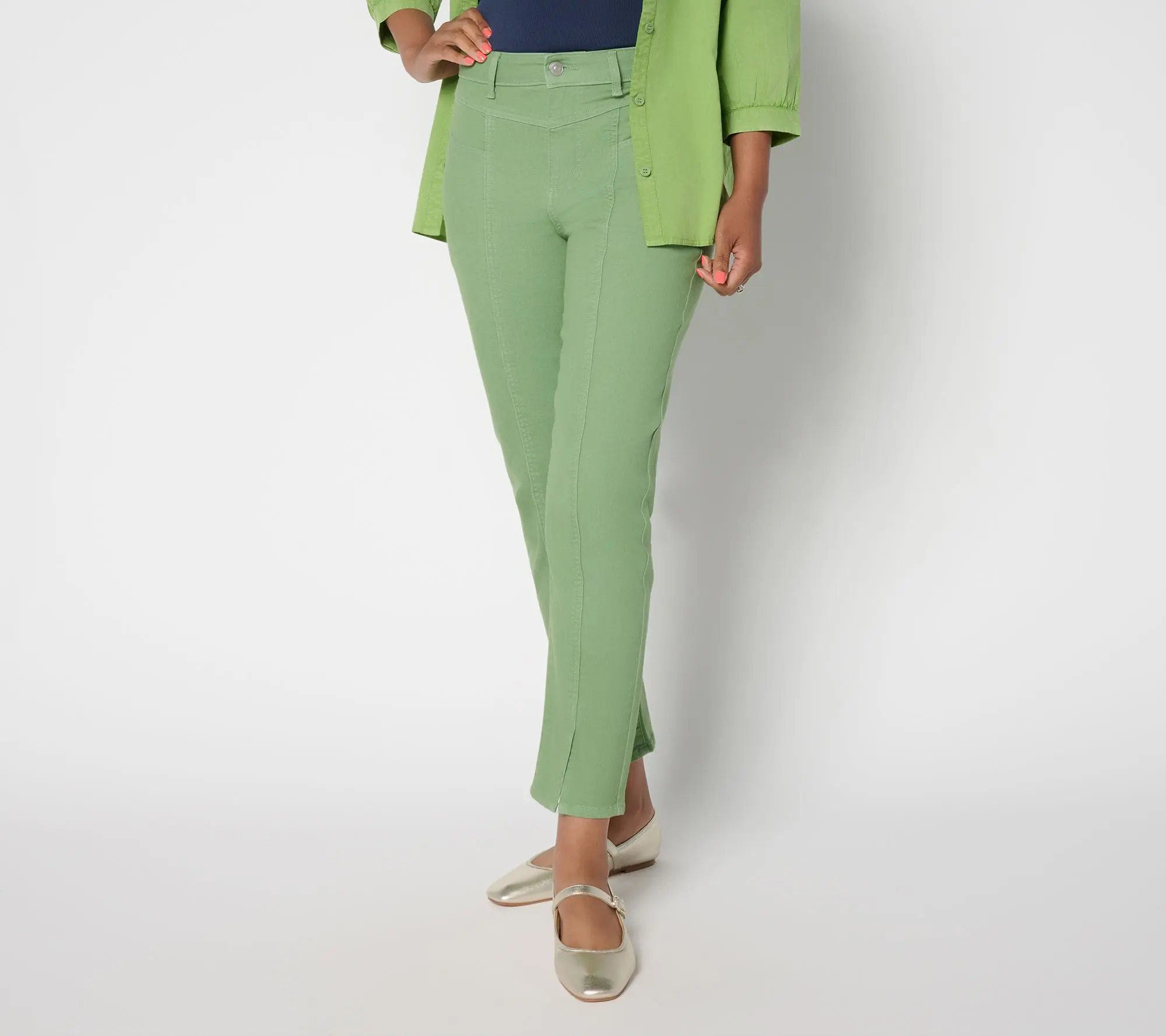 LOGO by Lori Goldstein Regular Kashmir Yoke Front Ankle Jeans