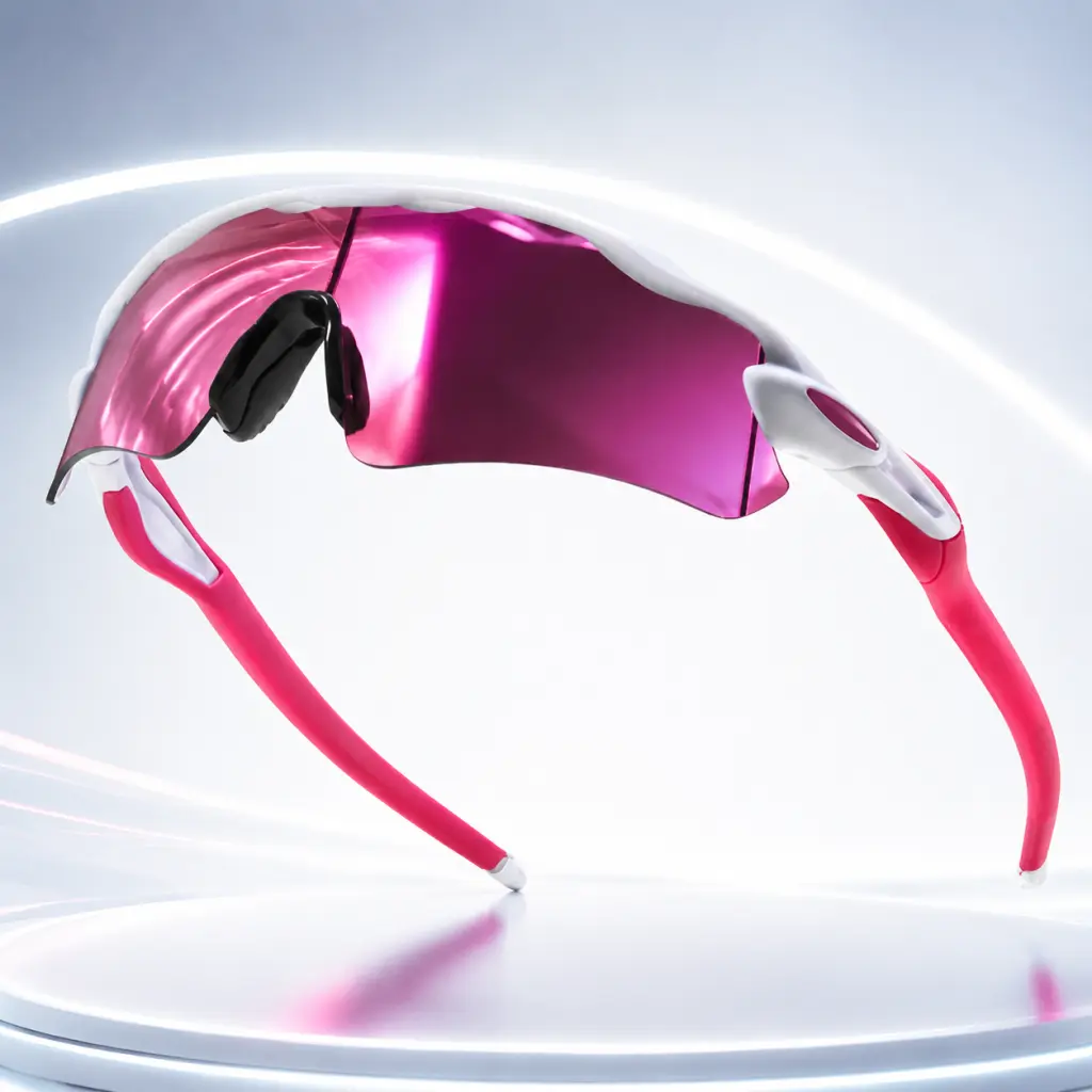 Polarized Sports Sunglasses for Women and Men, Pink Windproof Shades with Colorful Mirrored Polycarbonate Lenses for Outdoor Biking
