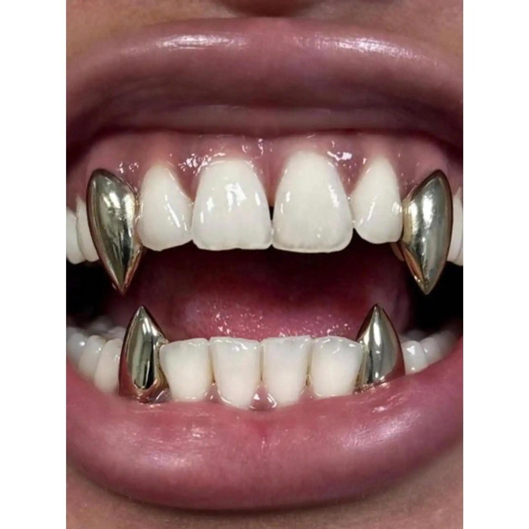 4Pcs Personalized Tooth Decoration: Smooth Surface, Small Tiger Teeth, Pointed Teeth, Upper And Lower Tooth Decoration, Vampire