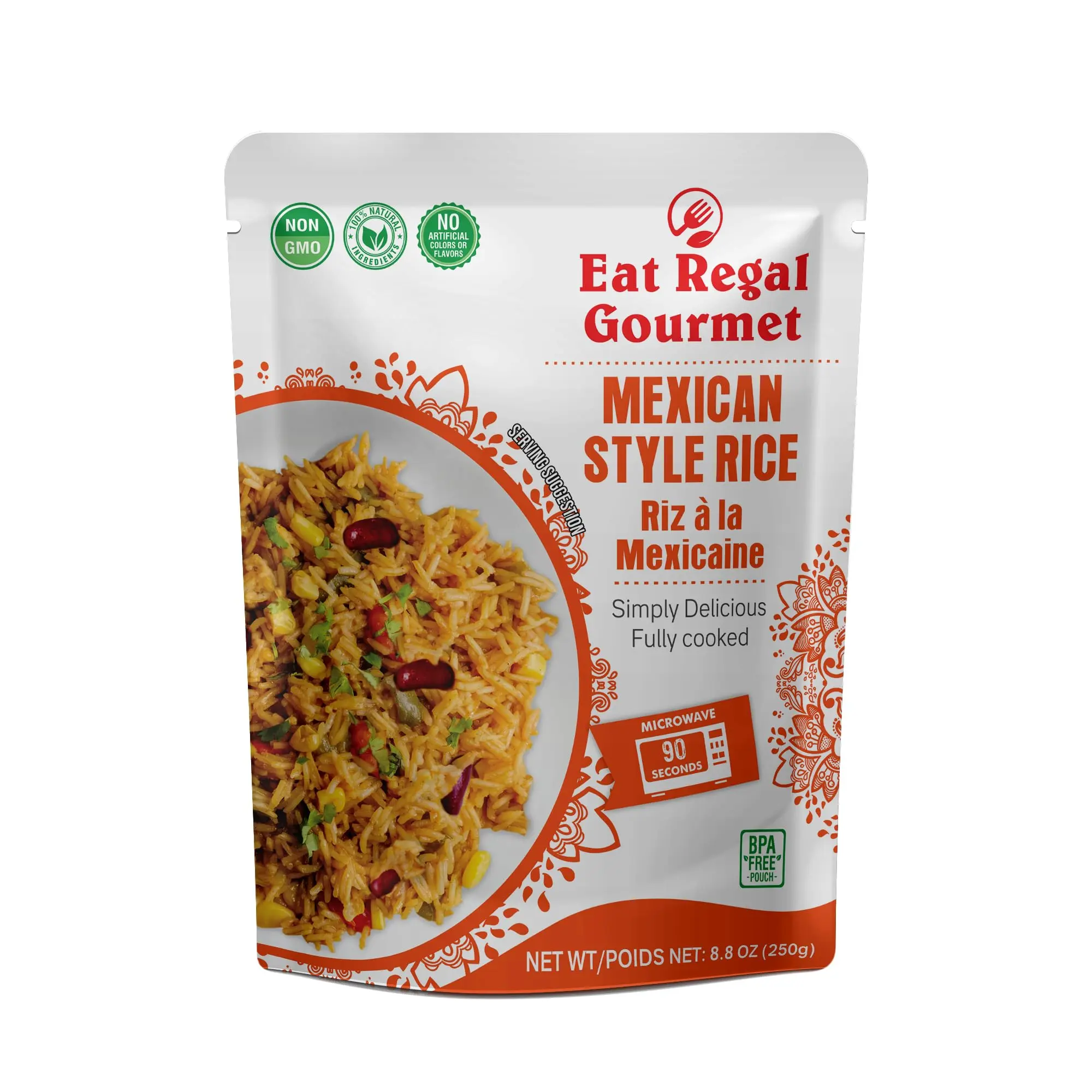 Eat Regal Authentic Mexican Style Parboiled Rice, Microwavable Pack of 7, 8.8oz, Ready in 1.5 Minutes Natural Traditional Food
