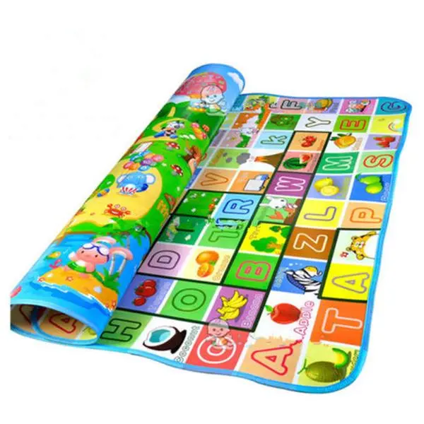 Large Reversible Baby Play Mat, Waterproof and Flexible PE Cotton Foam with Educational Graphic Print for Toddler Kid Room Decor, Fashion, Polyester, Printing, 1.8X2, 180 Cm X 120 Cm, 3 - 6 Months, Cushioned, Double Sided, Easy To Clean, Fruit, Multicolor
