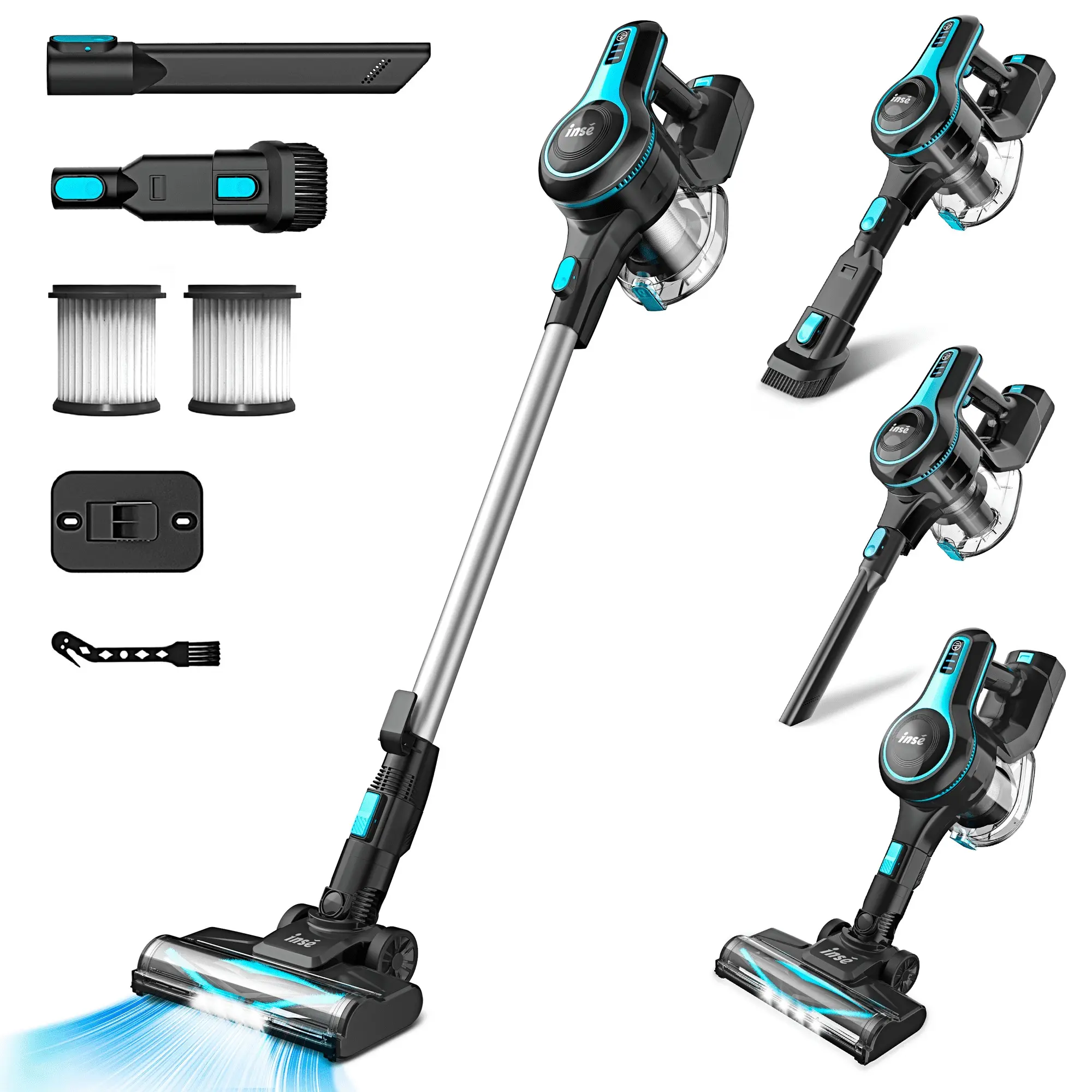 INSE Cordless Vacuum Cleaner for Home,Upgraded 38kPa/50Mins Stick Vacuum Lightweight with Self-Standing,N520