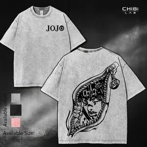 Retro Vintage Bruno Bucciarati Washed T-Shirt, Hoodie JoJo Part 5 Golden Wind Sticky Fingers Zipper Stand Graphic T-Shirt, Anime Streetwear Y2K Aesthetic, Distressed Washed Cotton Shirt, Gift for Anime Fans, Unisex