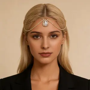 Super ethereal crystal forehead ornament for women, niche exotic bohemian style hair accessory, vintage headpiece, bridal forehead chain, forehead pendant