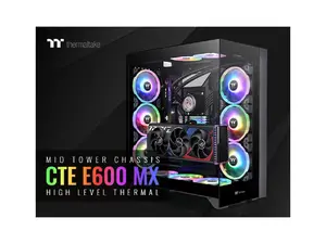 Thermaltake CTE E600 MX Black Mid Tower E-ATX Case with Centralized Thermal Efficiency Design; 3Way Floating GPU Mounting Bracket/ 400mm PCIe4 Riser Cable are all Included; CA-1Y3-00M1WN-00