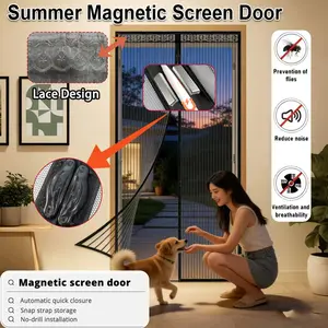 Magnetic Stripe Door Curtain, Automatic Closure Summer Durable Striped Partition, Magnetic Close, Insect Prevention, Home Screen