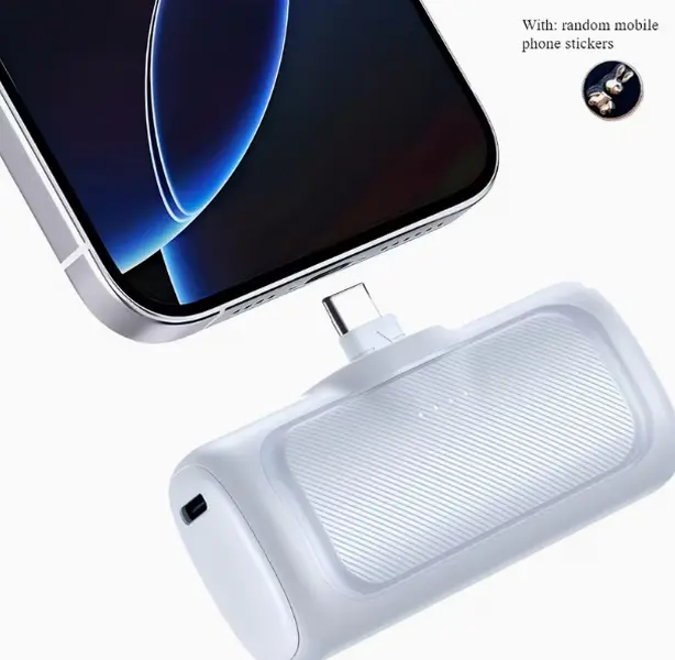 White Portable Power Bank 5000/10000 mAh, 22.5W Fast Charging Mobile Accessories, Chargeable with USB, Type-C, Micro USB Input/Output Ports, LED Battery Display, Portable iPhone Charger for Outdoor Travel, Holiday Gift for Android/Apple Phones