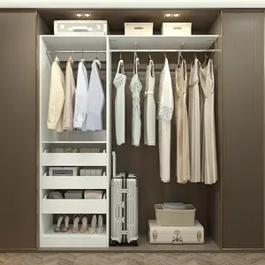 5FT Reversible Closet System with 3 Wooden Drawers and Scalable Hanging Rods, 60 inch Sturdy Walk-in Closet Organizer Wardrobe with Storage Shelves