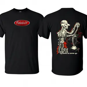 Peterbilt Skeleton Trucker Hoodie – 2side Peterbilt Hoodie, 18 to Life Gear Shift Graphic Tee, Semi Truck Apparel, Trucker Outfit, Peterbilt Shirts For Men, Shirts For Men