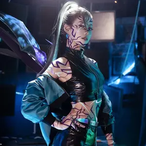 4-6PCS KPop Temporary Tattoo Set Purple Colorful Patters Bithday Party Halloween Costume Party Cosplay Body Tattoos Body Makeup