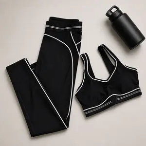 Fashionable sports suit Pilates Tight sports pants Running Yoga high-waisted stretch fitness pants set 2026 High-quality fabri